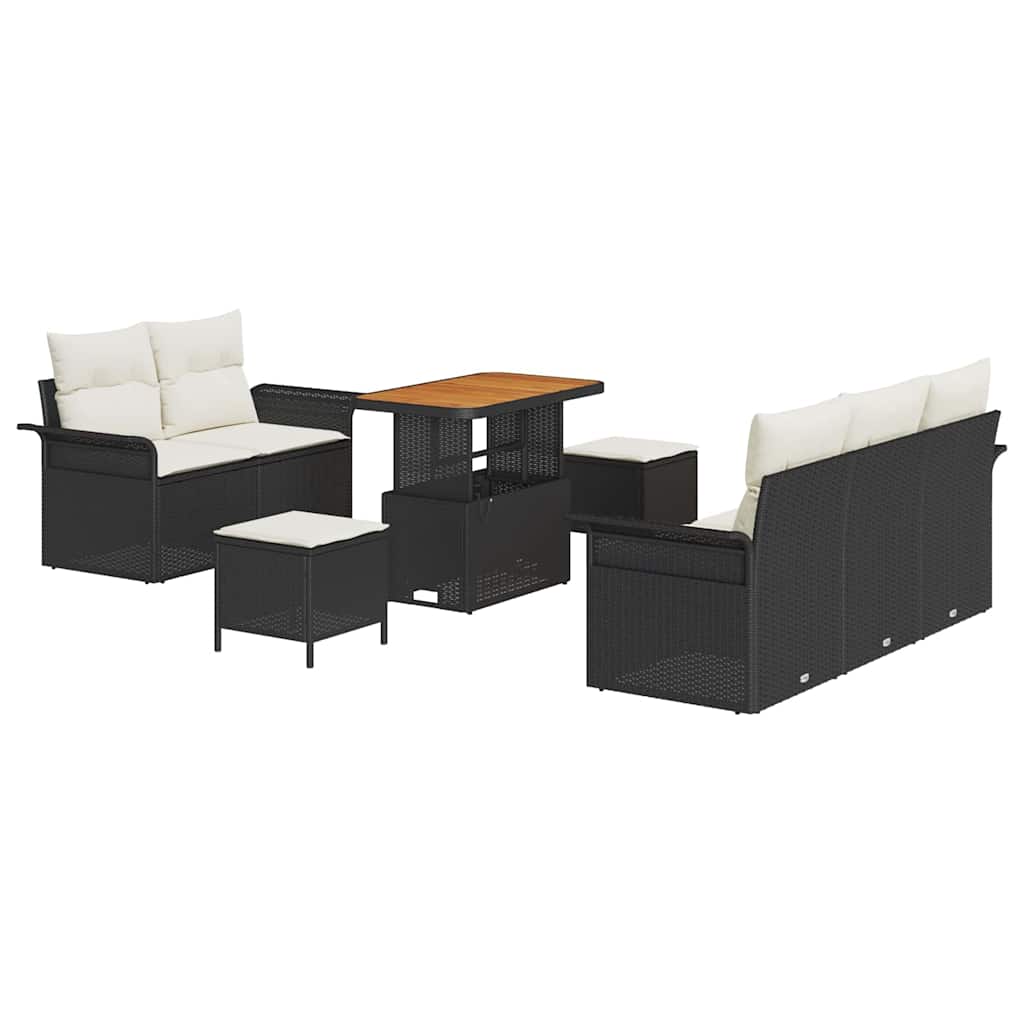 Set Divano da Giardino con cuscino 8 pcs Nero e Crema | homemem39