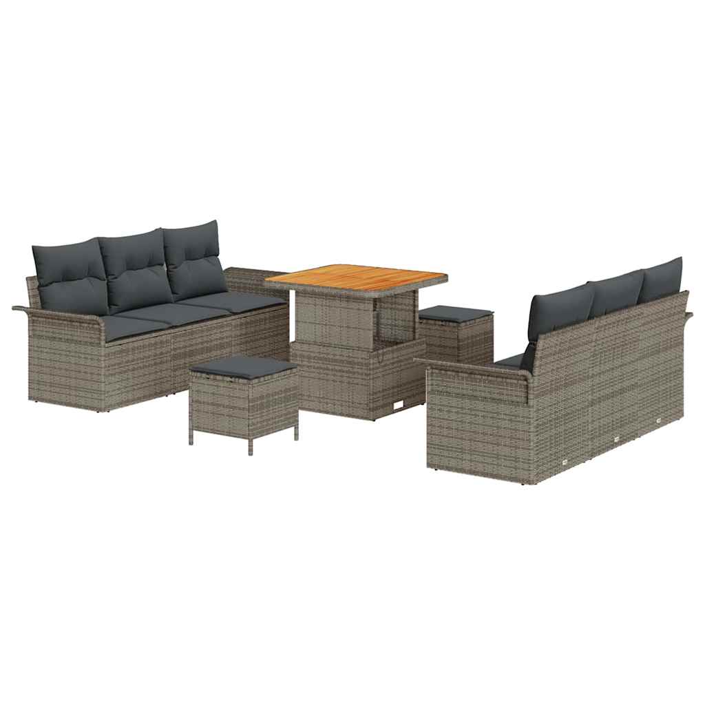 Set Divano da Giardino con cuscino 9 pcs Grigio | homemem39