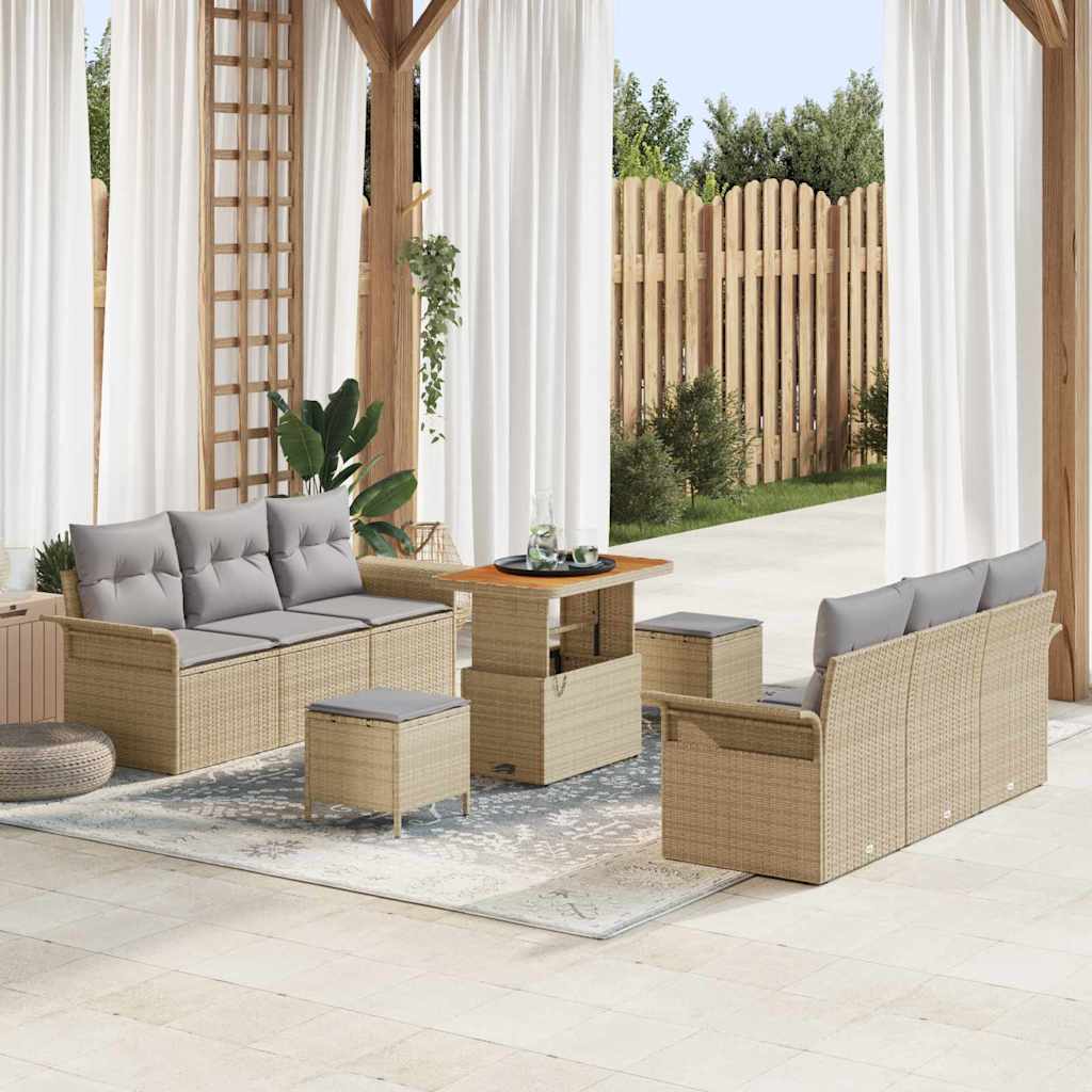 Set Divano da Giardino 9 pz 8-Numero di posti