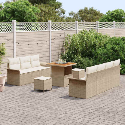 Set Divano da Giardino con cuscino 10 pcs Beige e Crema