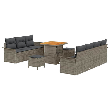 Set Divano da Giardino 10 pz 9-Numero di posti Grigio