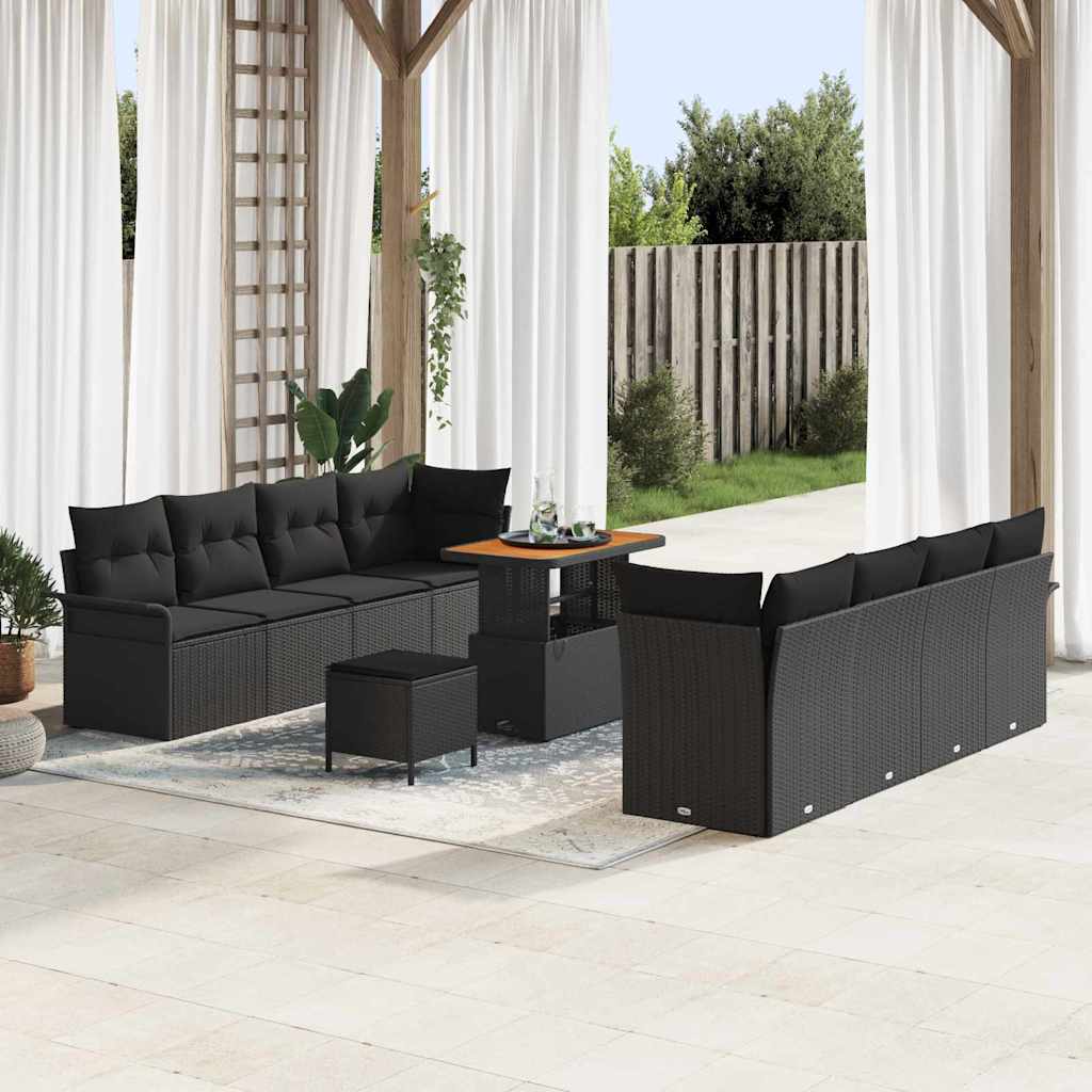 Set Divano da Giardino con cuscino Nero 90 x 55 x 71 cm | homemem39
