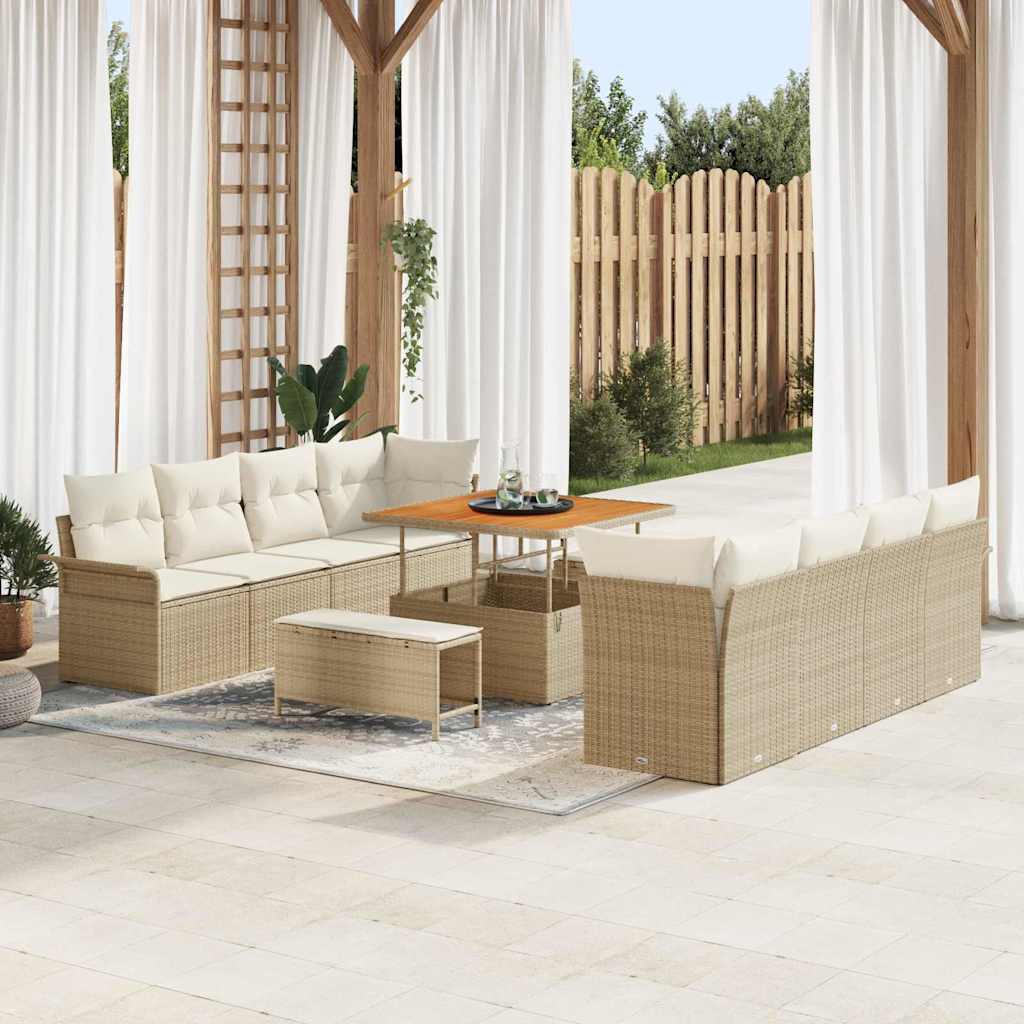 Set Divano da Giardino Beige e Crema