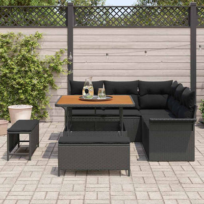 Set Divano da Giardino 8 pz 7-Numero di posti Nero