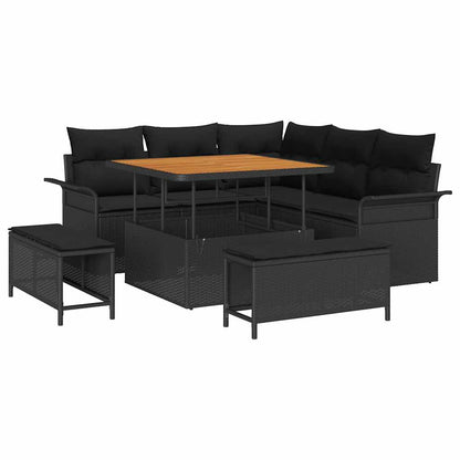 Set Divano da Giardino 8 pz 7-Numero di posti Nero