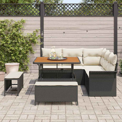 Set Divano da Giardino 8 pz 7-Numero di posti Nero e Crema