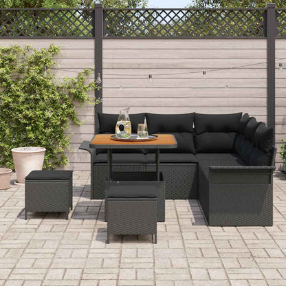 Set Divano da Giardino 8 pz 7-Numero di posti Nero