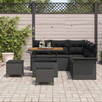 Set Divano da Giardino 8 pz 7-Numero di posti Nero