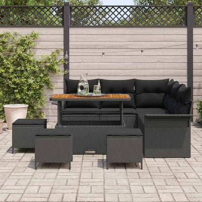 Set Divano da Giardino 9 pz 8-Numero di posti Nero