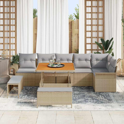 Set Divano da Giardino con cuscino 9 pcs Beige e Grigio Chiaro | homemem39
