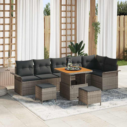 Set Divano da Giardino con cuscino 9 pcs Grigio