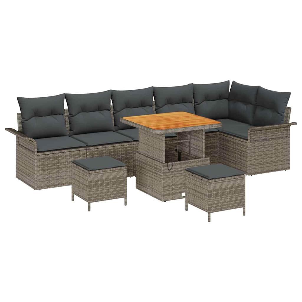 Set Divano da Giardino con cuscino 9 pcs Grigio | homemem39