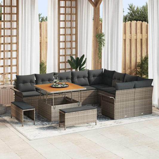 Set Divano da Giardino con cuscino con cuscino 12 pcs Grigio