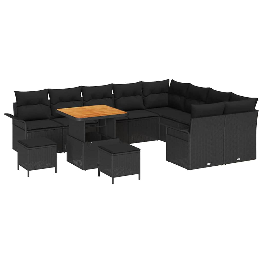 Set Divano da Giardino 12 pz 11-Numero di posti Nero