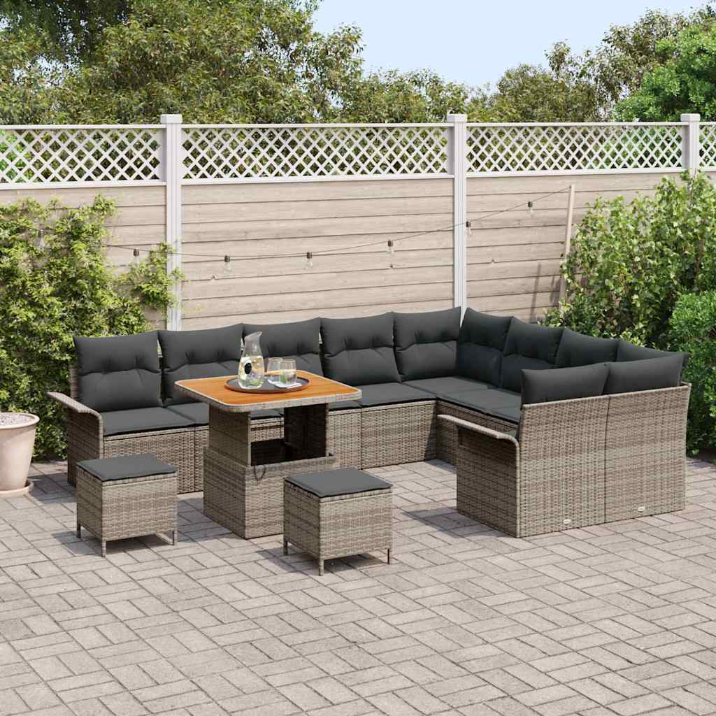 Set Divano da Giardino 12 pz 11-Numero di posti Grigio