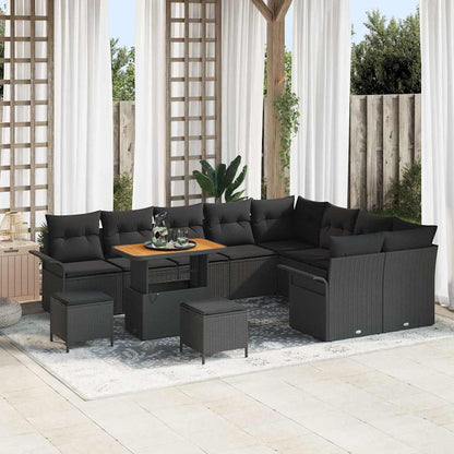 Set Divano da Giardino 12 pz 11-Numero di posti Nero