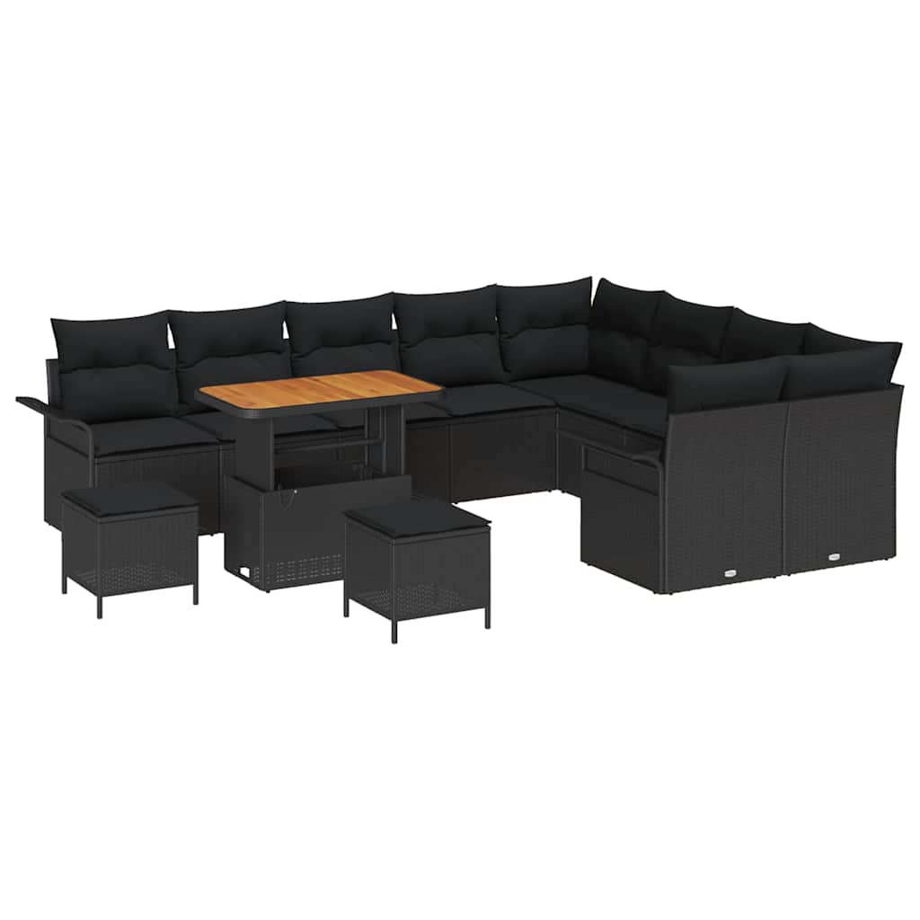 Set Divano da Giardino 12 pz 11-Numero di posti Nero