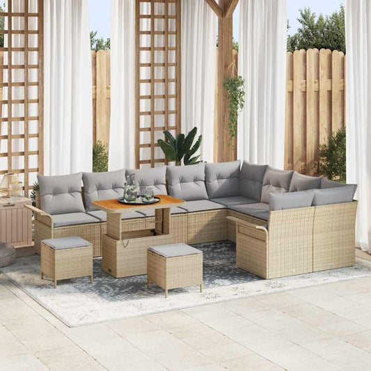 Set Divano da Giardino con cuscino 12 pcs Beige e Grigio Chiaro