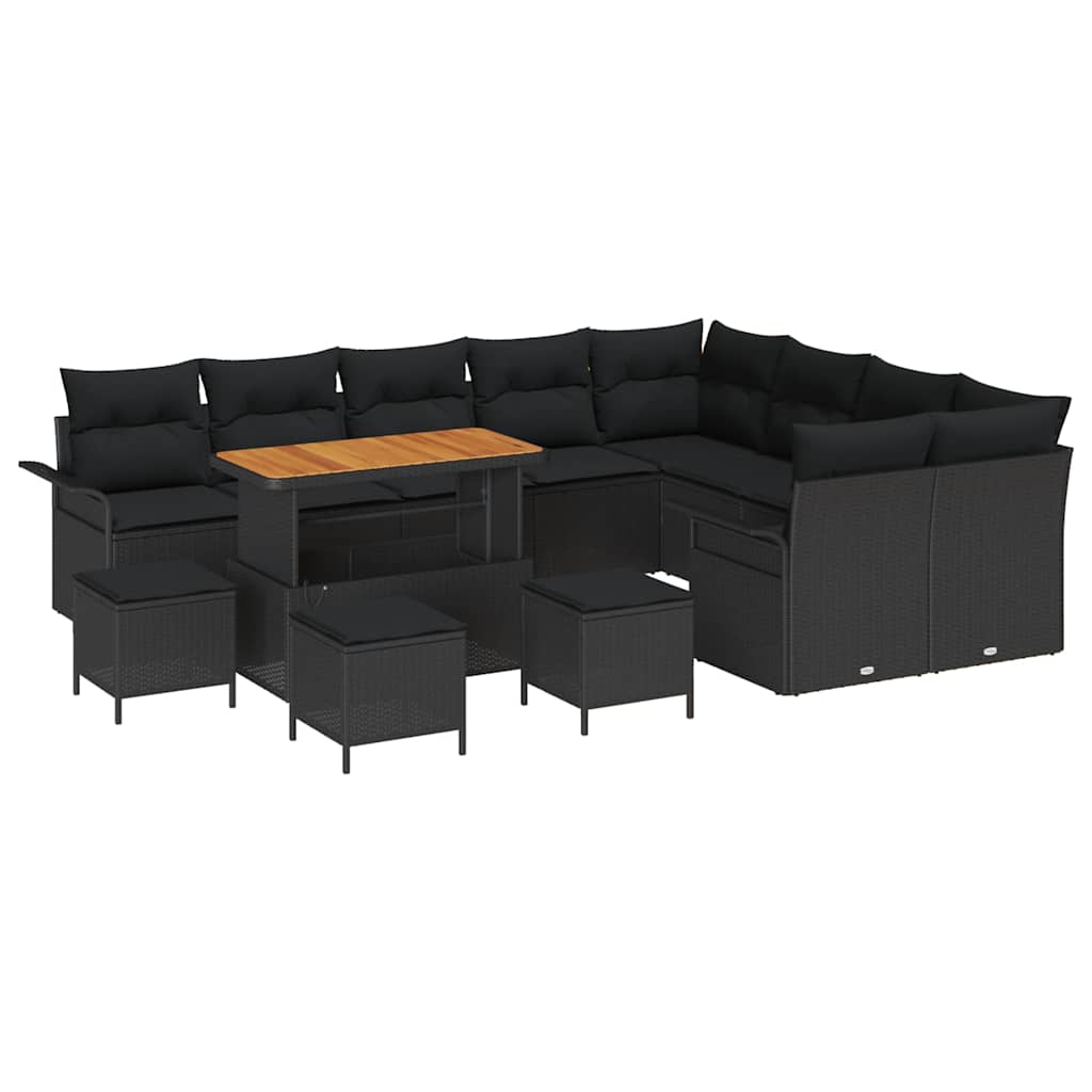 Set Divano da Giardino 13 pz 12-Numero di posti Nero