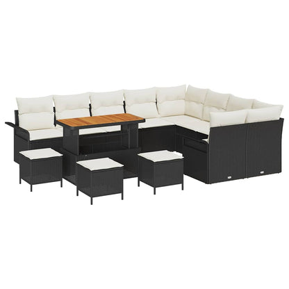 Set Divano da Giardino 13 pz 12-Numero di posti Nero e Crema