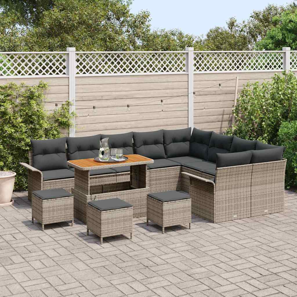 Set Divano da Giardino 13 pz 12-Numero di posti Grigio