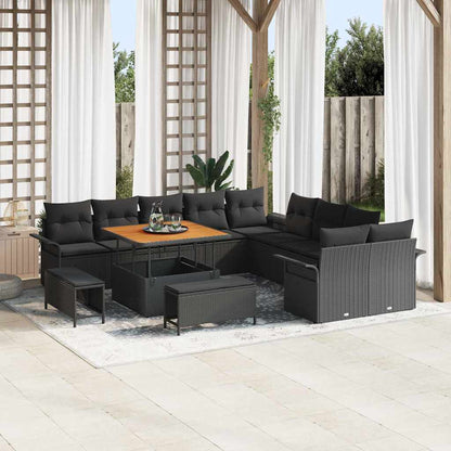 Set Divano da Giardino con cuscino 13 pcs Nero | homemem39