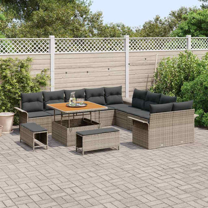 Set Divano da Giardino 13 pz 12-Numero di posti Grigio