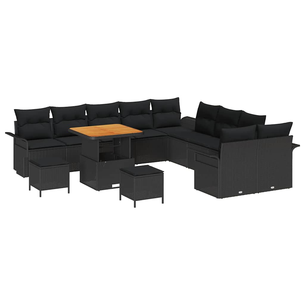 Set Divano da Giardino con cuscino 13 pcs Nero | homemem39