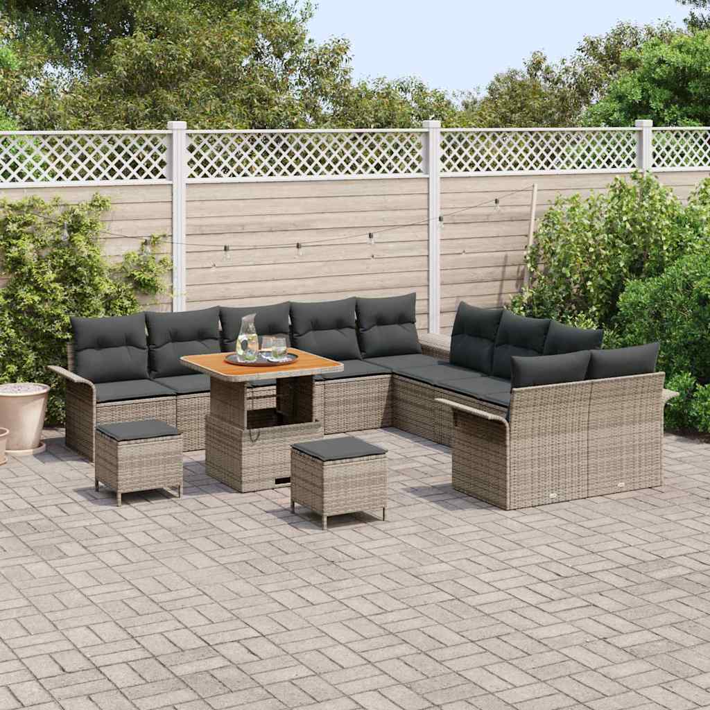 Set Divano da Giardino 13 pz 12-Numero di posti Grigio
