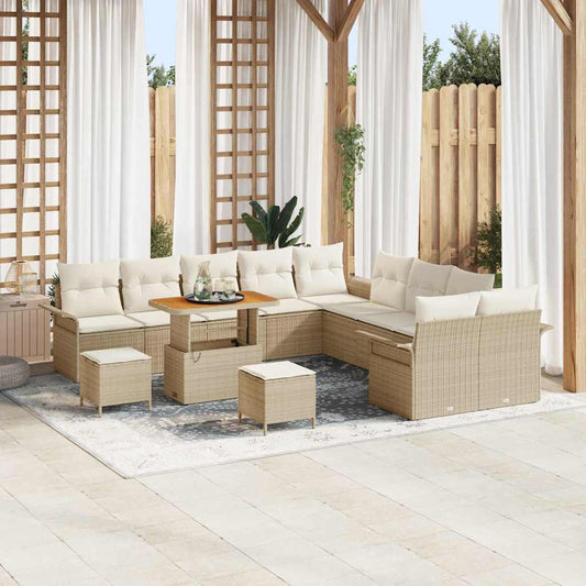 Set Divano da Giardino con cuscino 13 pcs Beige e Crema