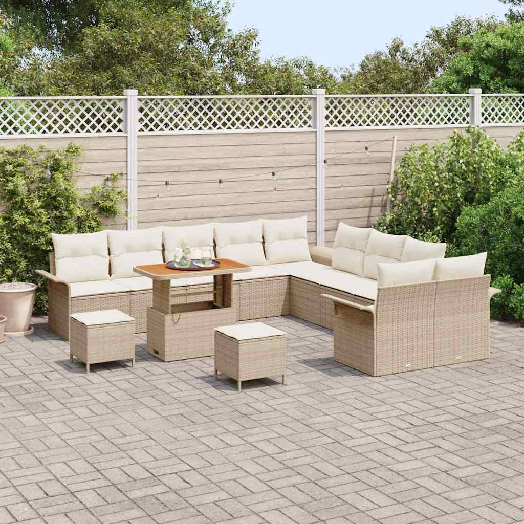 Set Divano da Giardino con cuscino 13 pcs Beige e Crema | homemem39