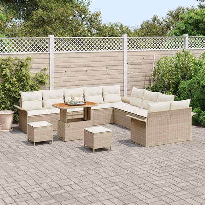 Set Divano da Giardino con cuscino 13 pcs Beige e Crema | homemem39