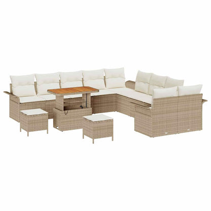 Set Divano da Giardino con cuscino 13 pcs Beige e Crema | homemem39