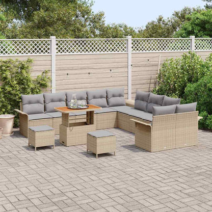 Set Divano da Giardino con cuscino 13 pcs Beige e Grigio Chiaro | homemem39