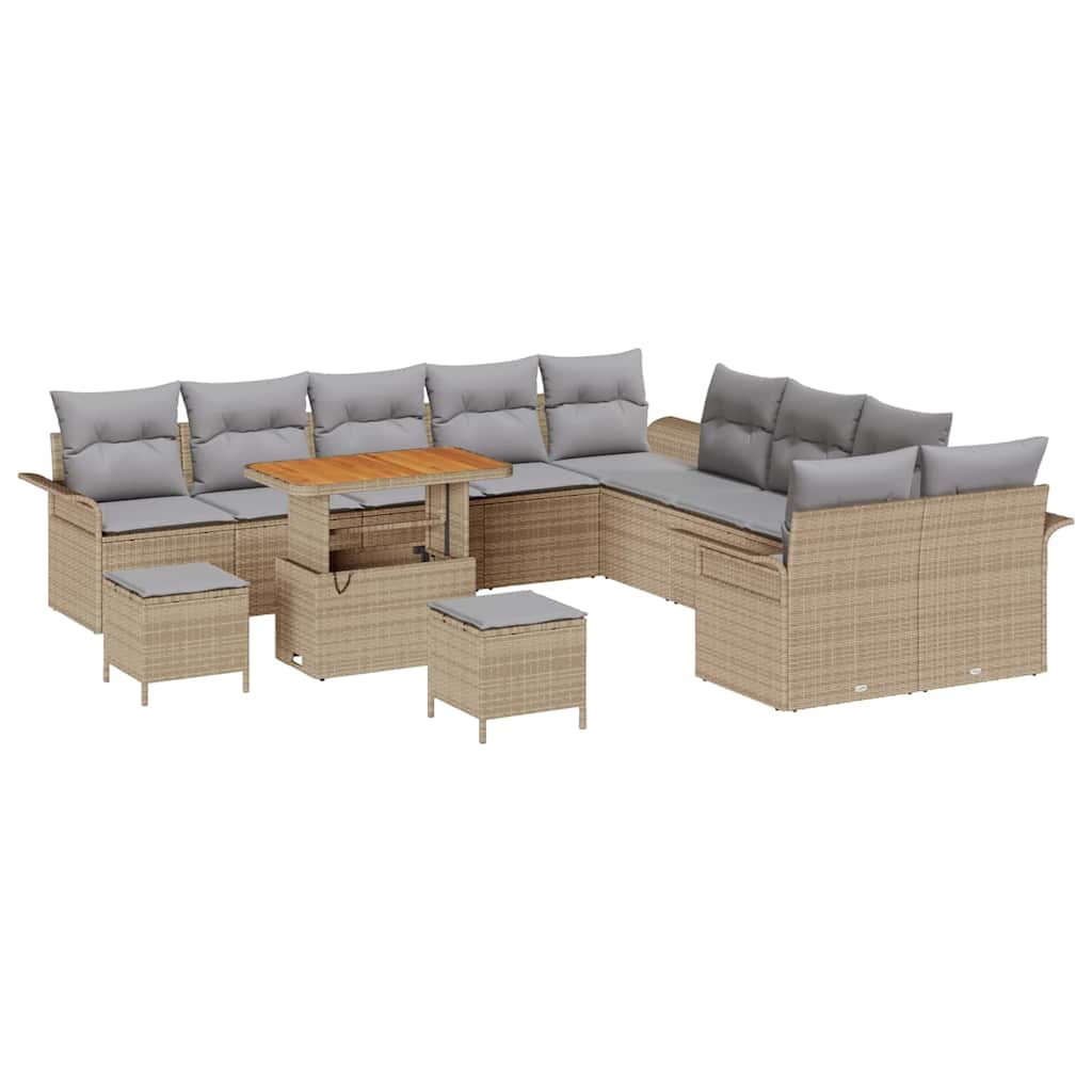 Set Divano da Giardino con cuscino 13 pcs Beige e Grigio Chiaro | homemem39