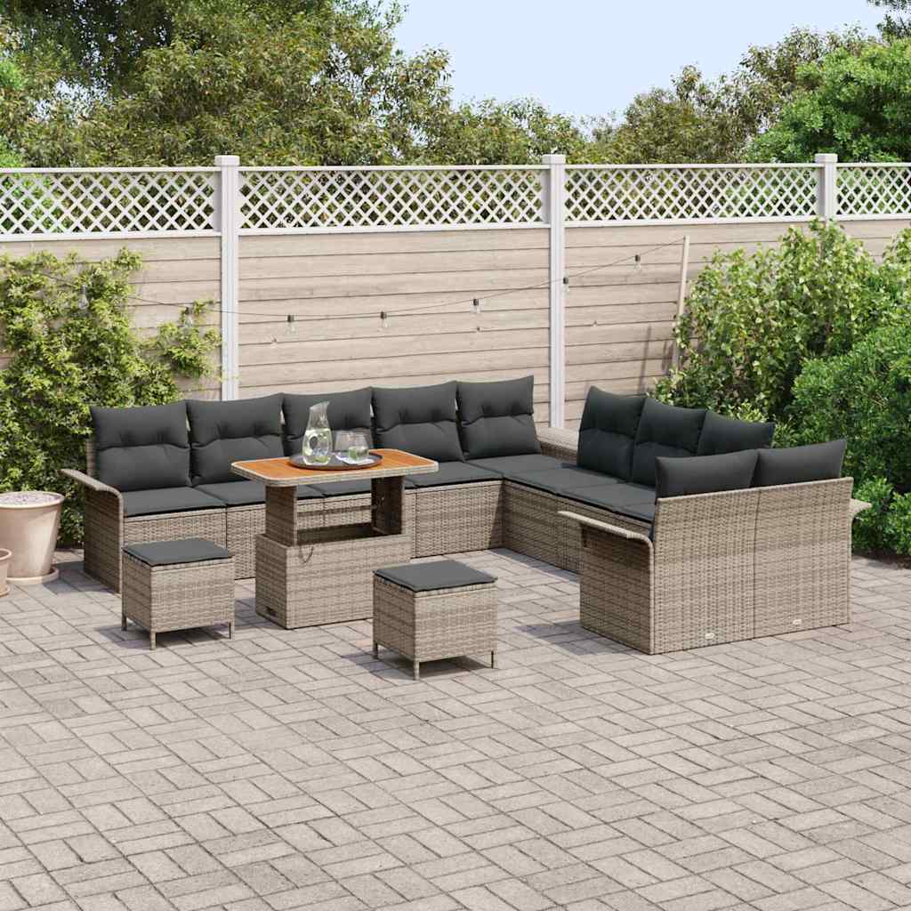 Set Divano da Giardino con cuscino 13 pcs Grigio | homemem39