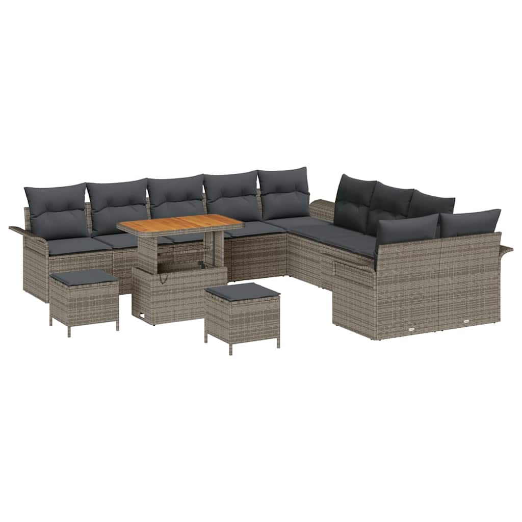Set Divano da Giardino con cuscino 13 pcs Grigio | homemem39