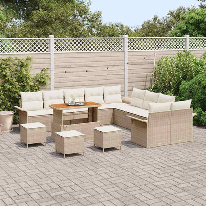 Set Divano da Giardino con cuscino 14 pcs Beige e Crema | homemem39