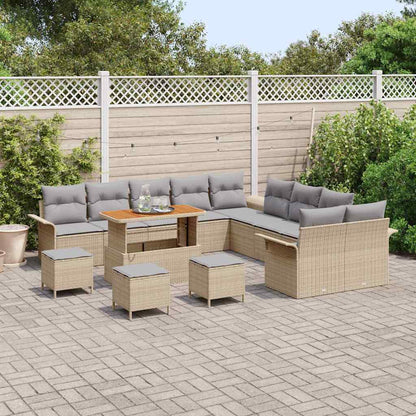 Set Divano da Giardino con cuscino 14 pcs Beige e Grigio Chiaro | homemem39