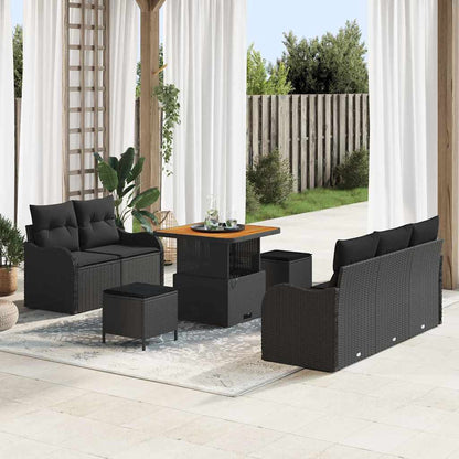 Set Divano da Giardino con cuscino con archiviazione 8 pcs Nero | homemem39