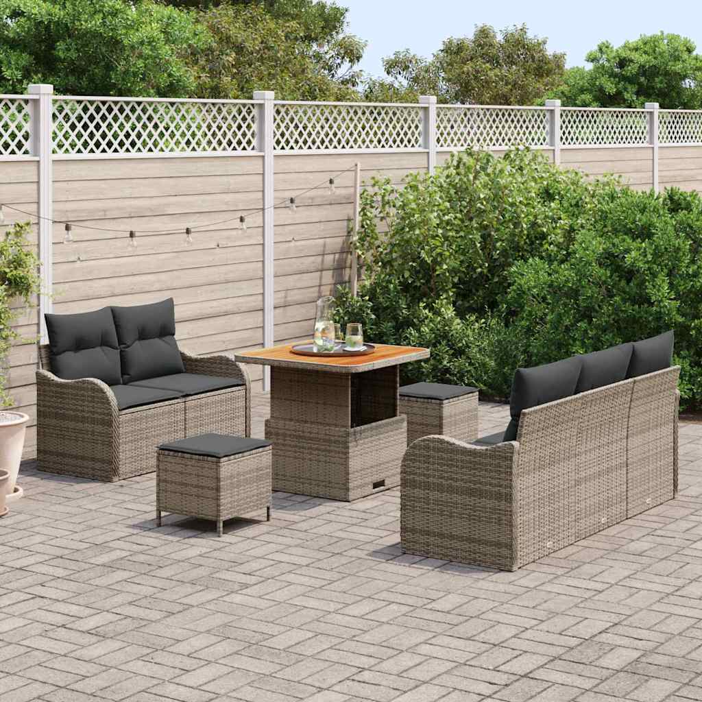 Set Divano da Giardino con cuscino con cuscino 8 pcs Grigio | homemem39