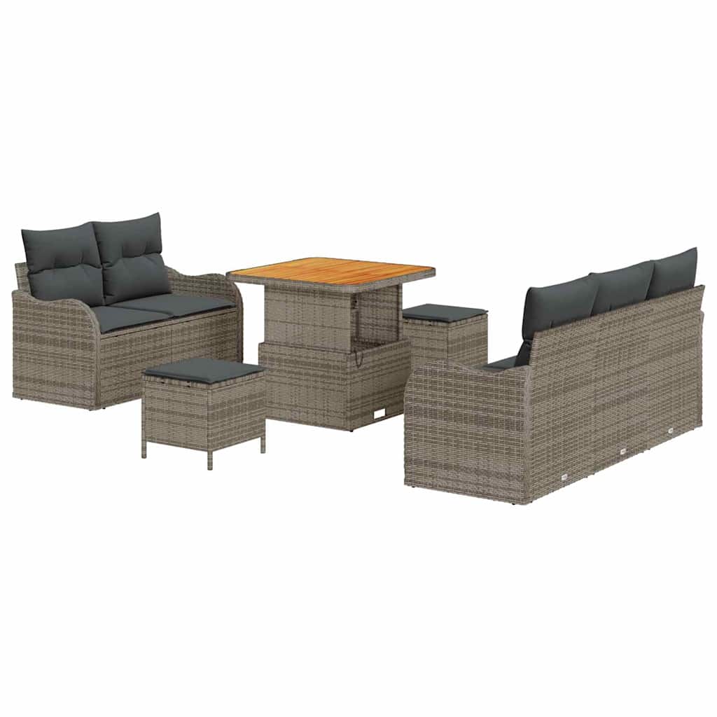 Set Divano da Giardino con cuscino con cuscino 8 pcs Grigio | homemem39