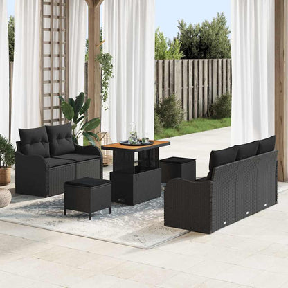 Set Divano da Giardino con cuscino con archiviazione 8 pcs Nero | homemem39