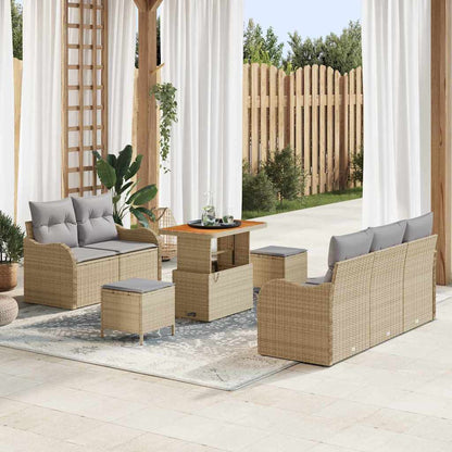 Set Divano da Giardino con cuscino 8 pcs Beige e Grigio Chiaro | homemem39