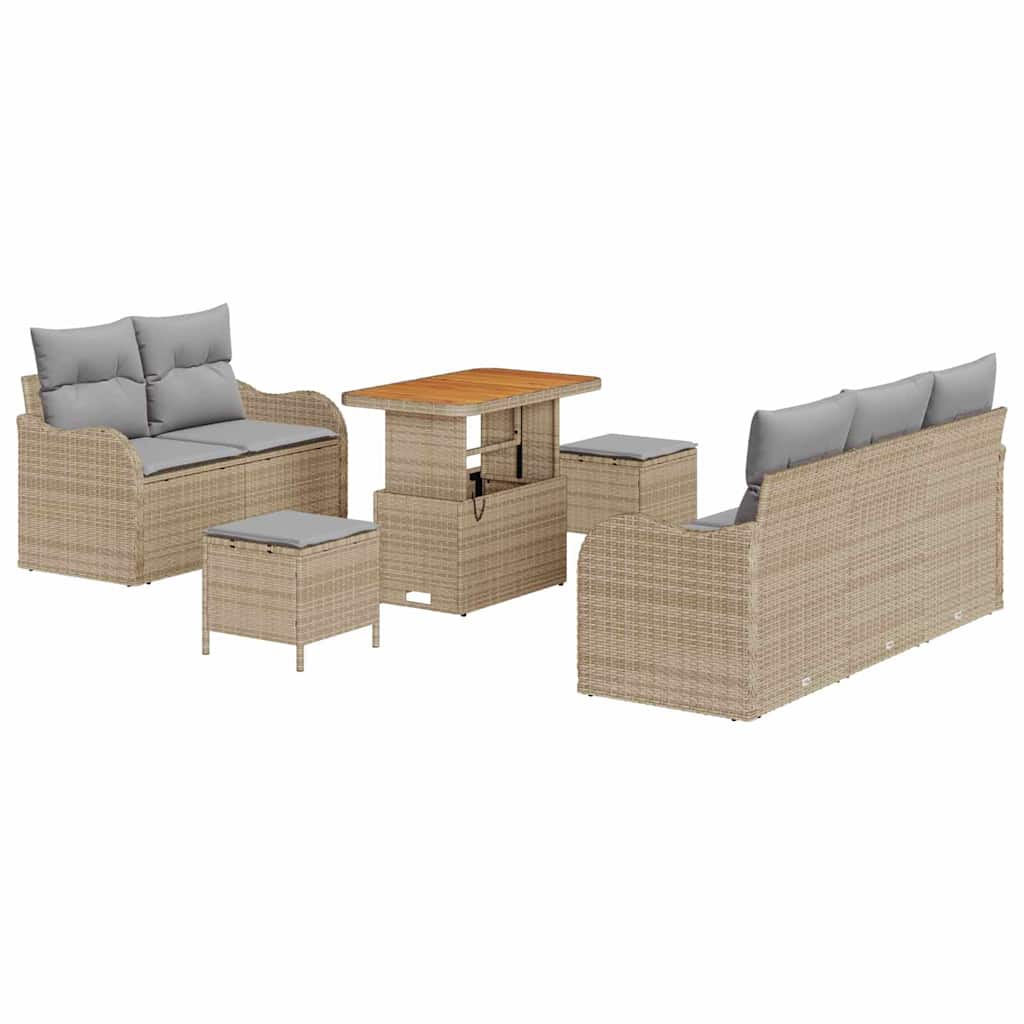 Set Divano da Giardino con cuscino 8 pcs Beige e Grigio Chiaro | homemem39