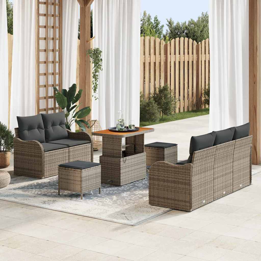 Set Divano da Giardino con cuscino con cuscino 8 pcs Grigio | homemem39