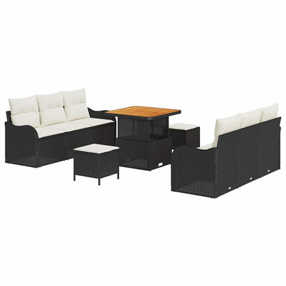 Set Divano da Giardino con cuscino 9 pcs Nero e Crema | homemem39