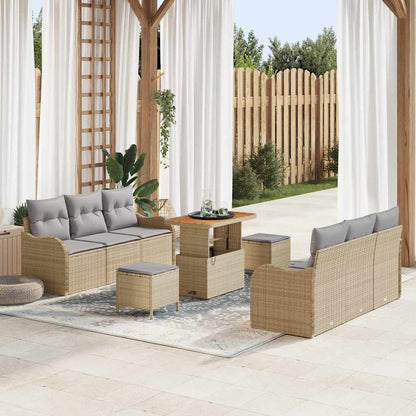 Set Divano da Giardino con cuscino 9 pcs Beige e Grigio Chiaro