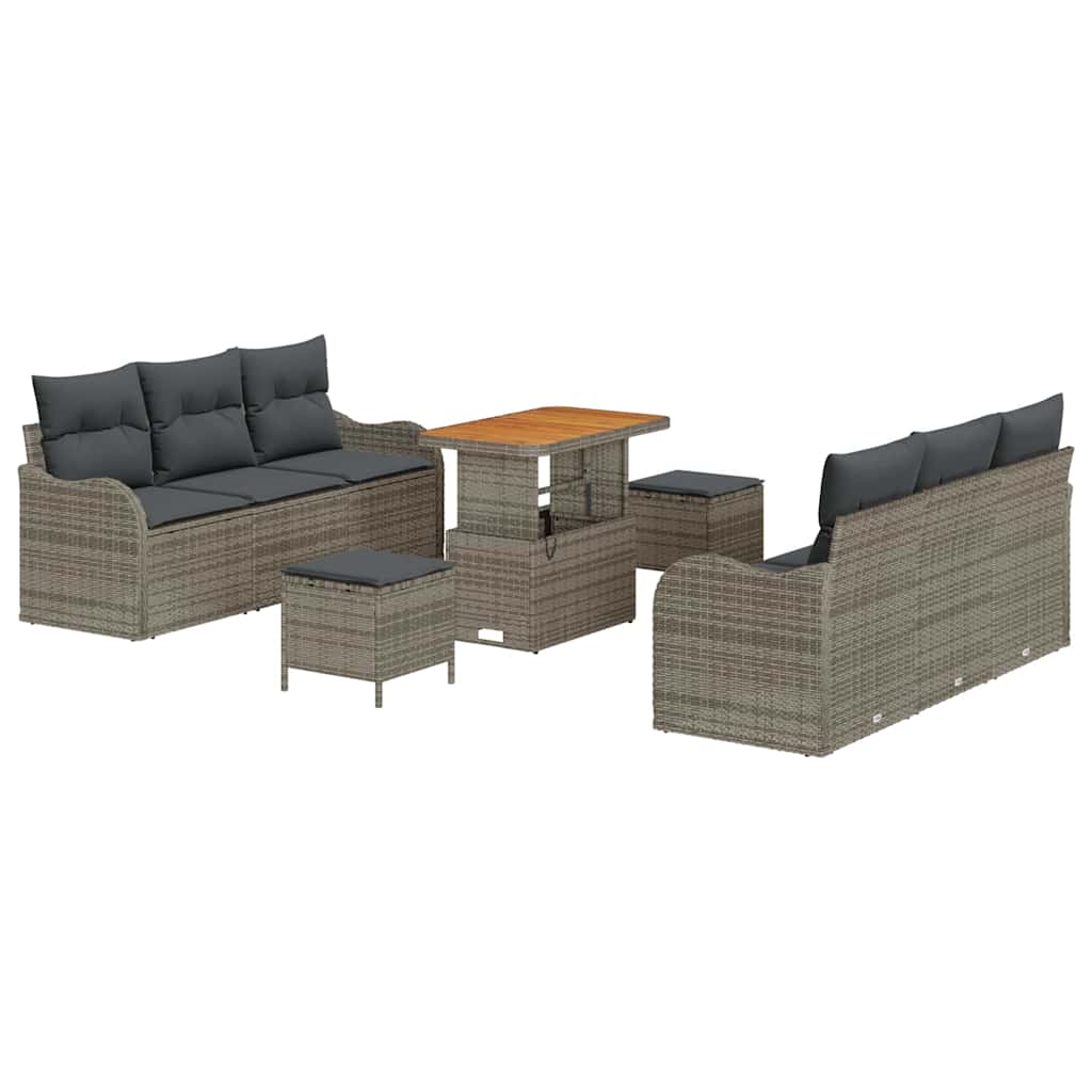 Set Divano da Giardino con cuscino 9 pcs Grigio | homemem39