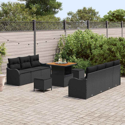 Set Divano da Giardino con cuscino 10 pcs Nero | homemem39